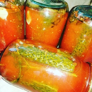 Comment cuisiner délicieusement des concombres marinés pour l'hiver dans du jus de tomate: les meilleures recettes