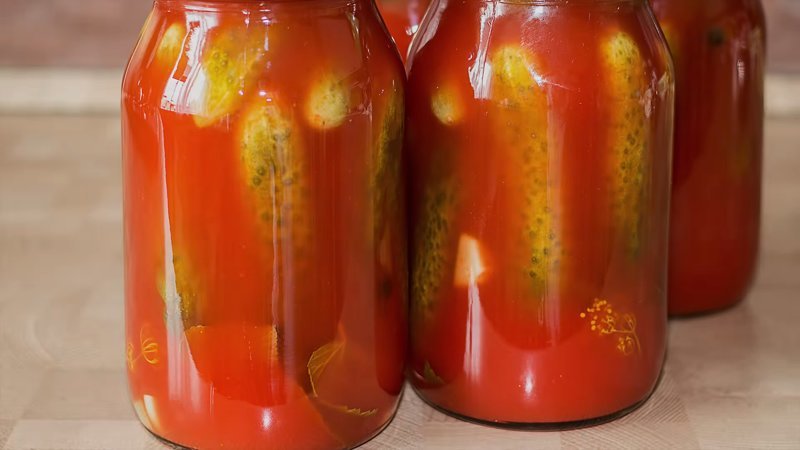 Les recettes les plus délicieuses pour mariner les concombres à la sauce tomate pour l'hiver