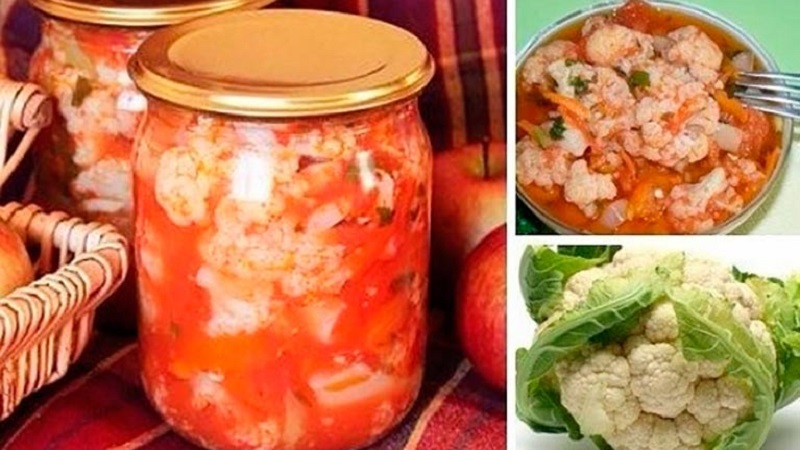 Recettes simples pour un délicieux chou-fleur à Adjika pour l'hiver